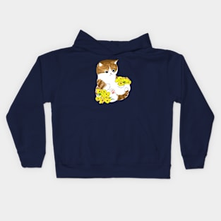 Mofu sand cat with flowers Kids Hoodie